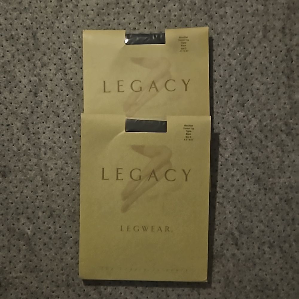 2 pair new in box Legacy Legwear Microfiber Control Top Tights Black A31857
